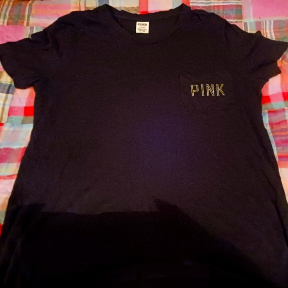 VS PINK, black pocket BLING, t shirt.